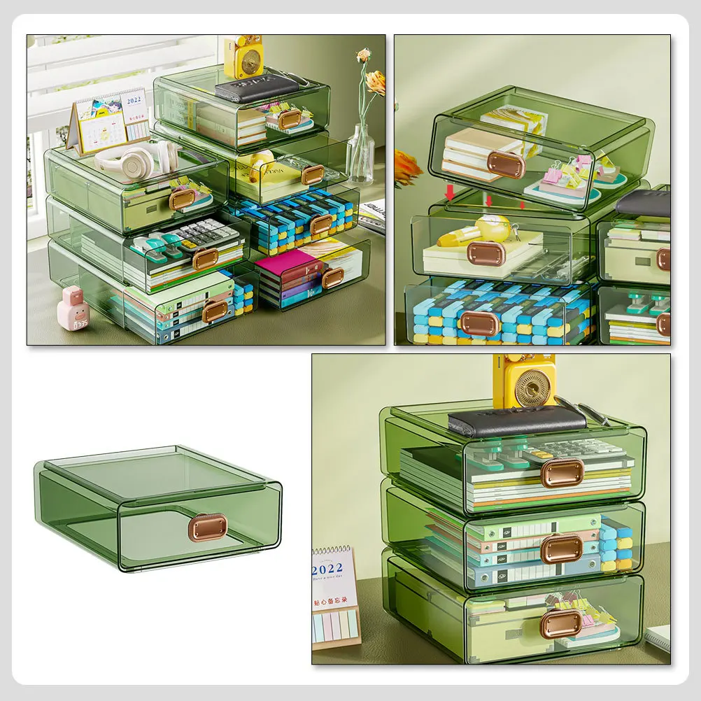 صندوق تخزين شفاف على شكل درج منظم مقاوم للغبار بسعة كبيرة لمجوهرات أحمر الشفاه وأشتات مكياج سطح المكتب #4