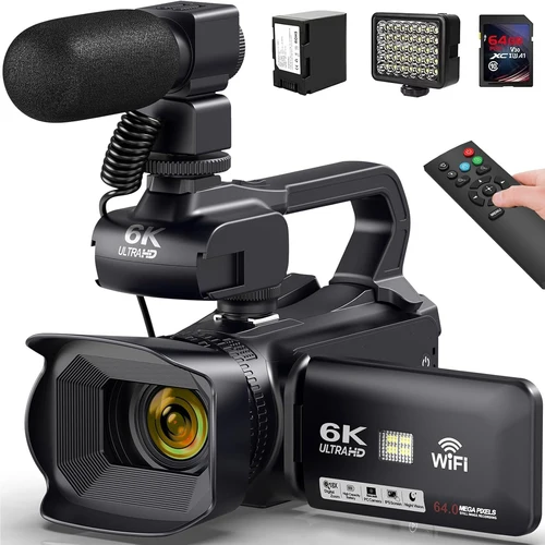 Cámaras de vídeo profesionales Ultra HD 6K para fotografía, Zoom Digital 18X, videocámaras de transmisión en vivo de YouTube, grabadora de Vlogging de 64MP