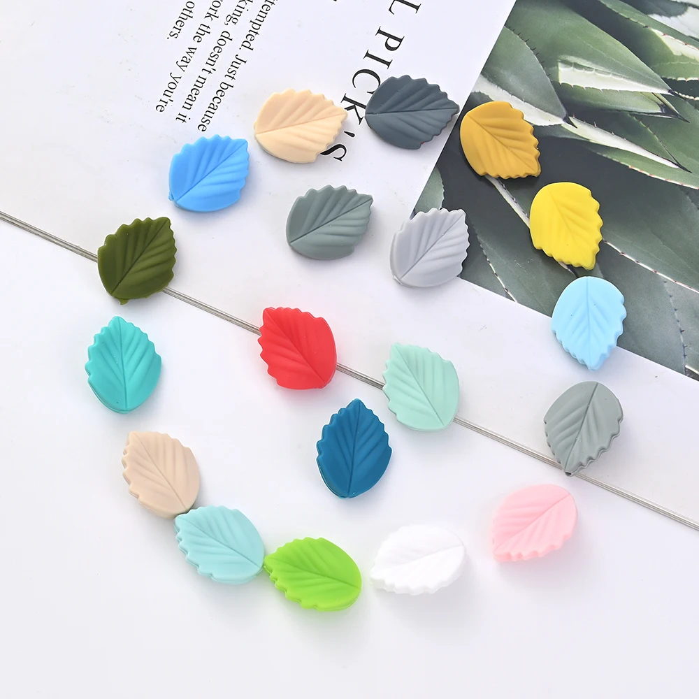 10Pcs Cartoon Leaf Silicone Bead Colored Focal Bead For Jewelry Making DIY Jewelry Bracelet Plastic Pen Fashion Accessories Gift