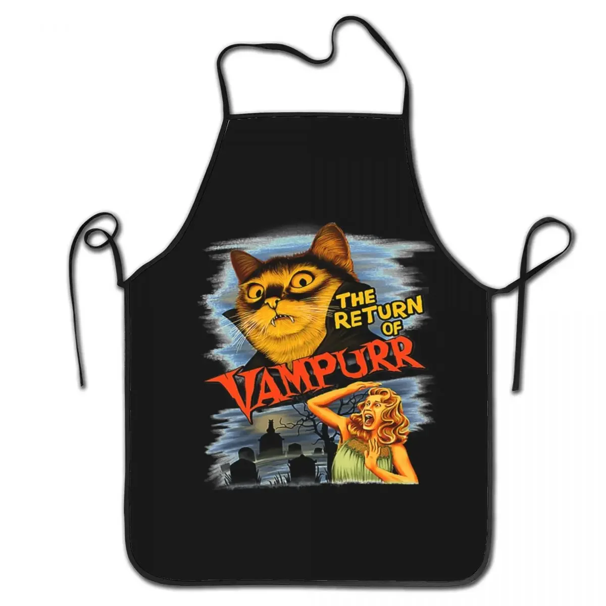 The Return Of Vampurr Apron for Men Women Horror Halloween Cat Adult Unisex Kitchen Chef Bib Tablier Cuisine Cooking Baking