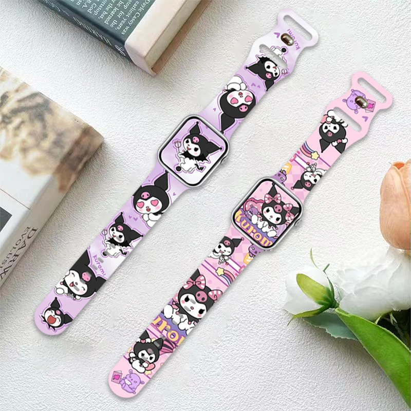 Kuromi Series 2 bedrukte band voor Apple Watch 11 10 9 8 7 SE siliconen band vervangbare horlogeband voor iWatch 46 mm 42 mm 41 mm 40 mm
