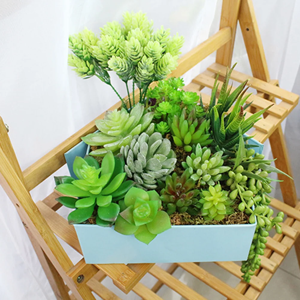 

8Pcs Red Green Simulation Succulent Plants Imitated Fake Potted Decorations Creative Miniature Craft Decorations Photo Props