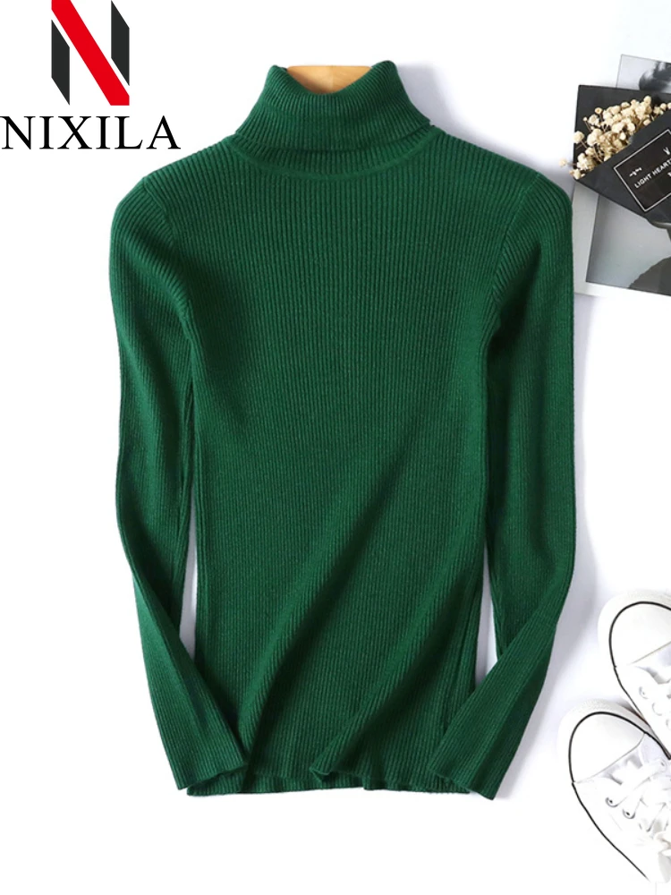 Herbst Winter Stricken frauen Übergroßen Pullover Rollkragen Langarm Tops Grundlegende Beiläufige Dünne Jumper Outwear Pullover für Frauen