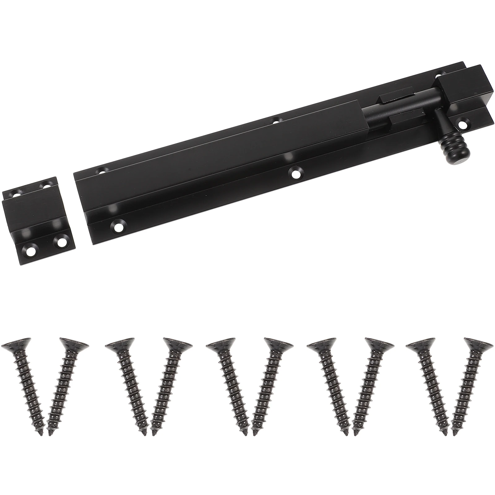 

Aluminum Anti-theft Door Lock Bolt 8 Inch Black Sliding Barrel Latch for Wood Doors Durable Safety Hardware