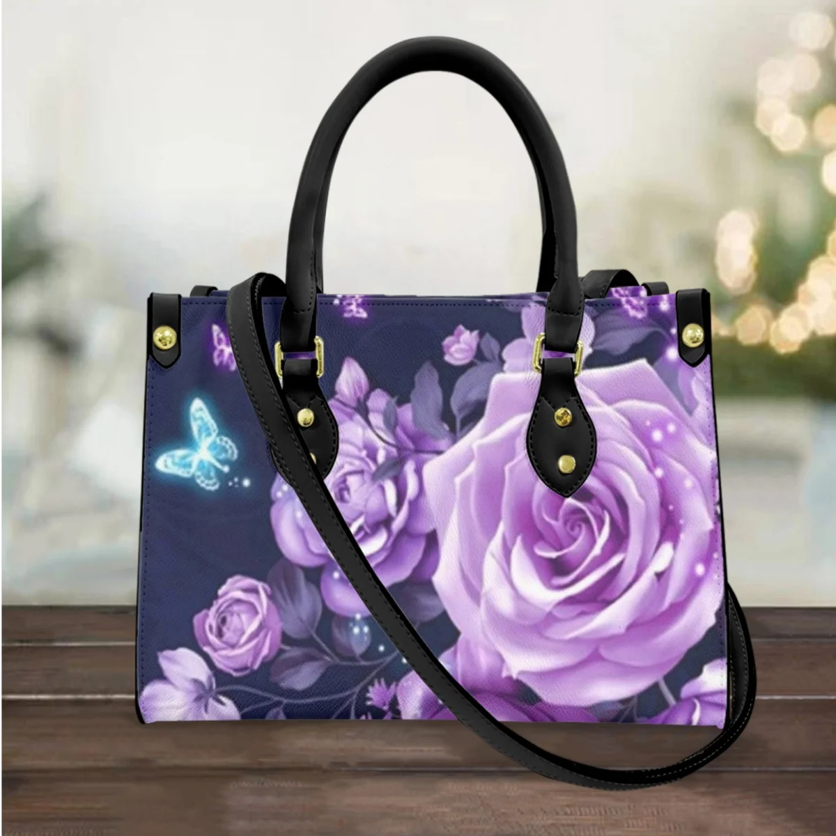 

FORUDESIGNS Butterfly Floral Printed Women's Bags Utility Fashion Handbags Luxury Leather Female Shopper Bags Commuting