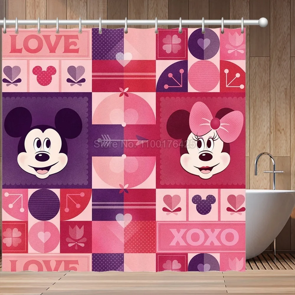 Christmas Mickey Mouse Shower Curtains Waterproof Bathroom Curtain Bath Drapes High Quality Home Textiles Decor