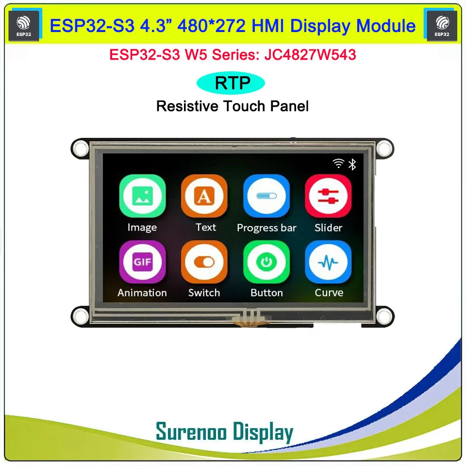 Guizione HMI W5 ESP32-S3-N4R8 JC4827W543 4.3 pollici IPS 480*272 Modulo Display LCD Touch Screen WIFI Bluetooth PSRAM FLASH