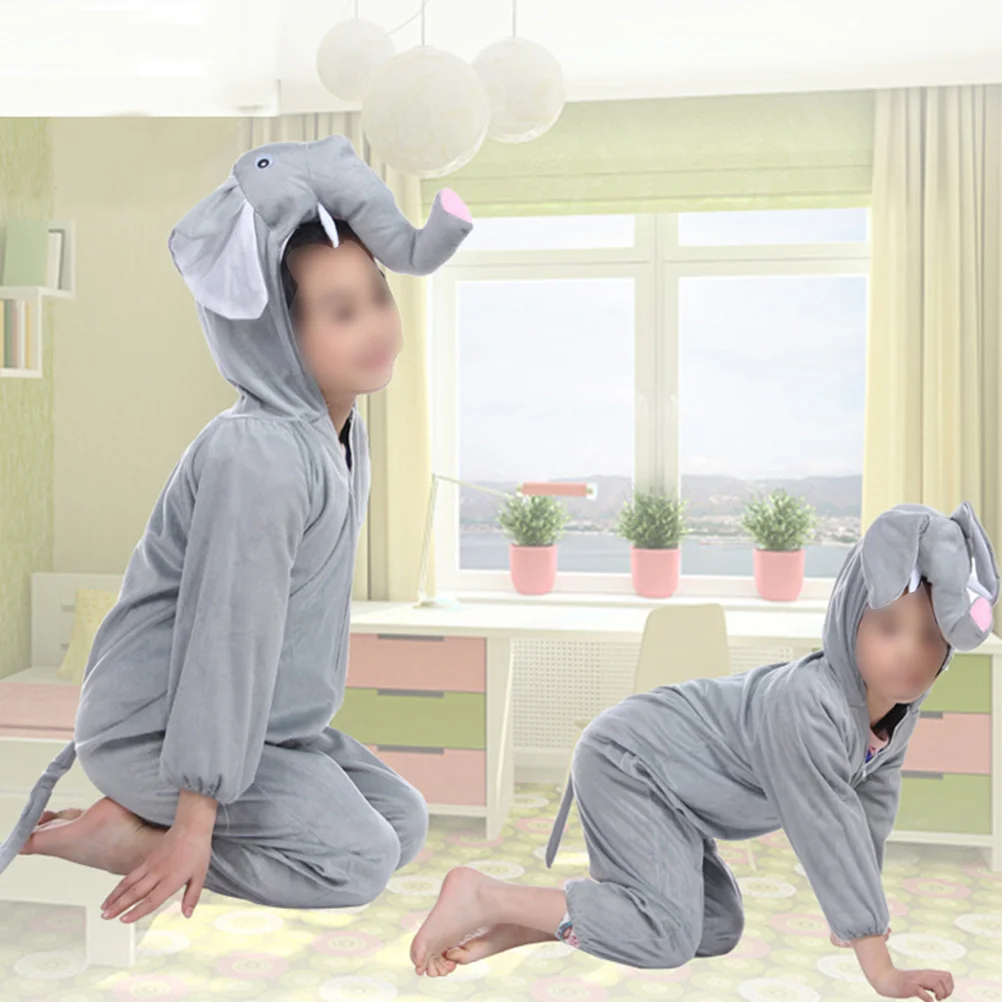 Children Elephant Costume Animal Game Suit For Kids Halloween Cosplay Performance 90-105Cm Loose Comfortable Easy