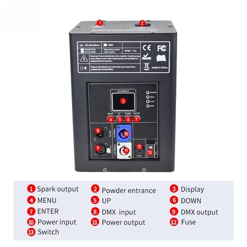 DMX 750W Pyrotechnic Cold Sparkler 750 Electronic Spark Machine for Wedding Party Bar Club Show