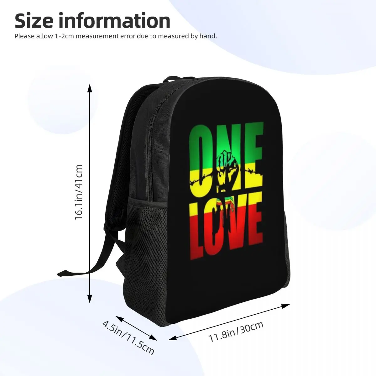 Custom One Love Jamaica Reggae Backpacks Men Women Fashion Bookbag for School College Bags