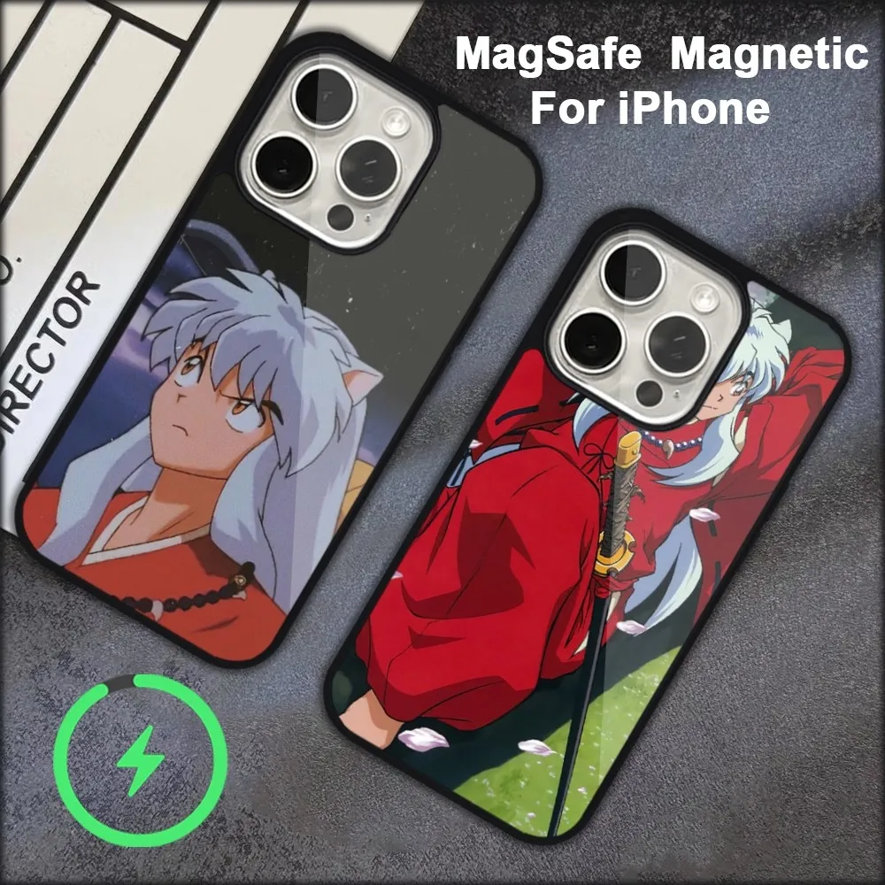 Inuyasha Anime Handy hülle für iPhone 15 14 13 12 11 Pro Max plus Magsafe schwarz Softcover