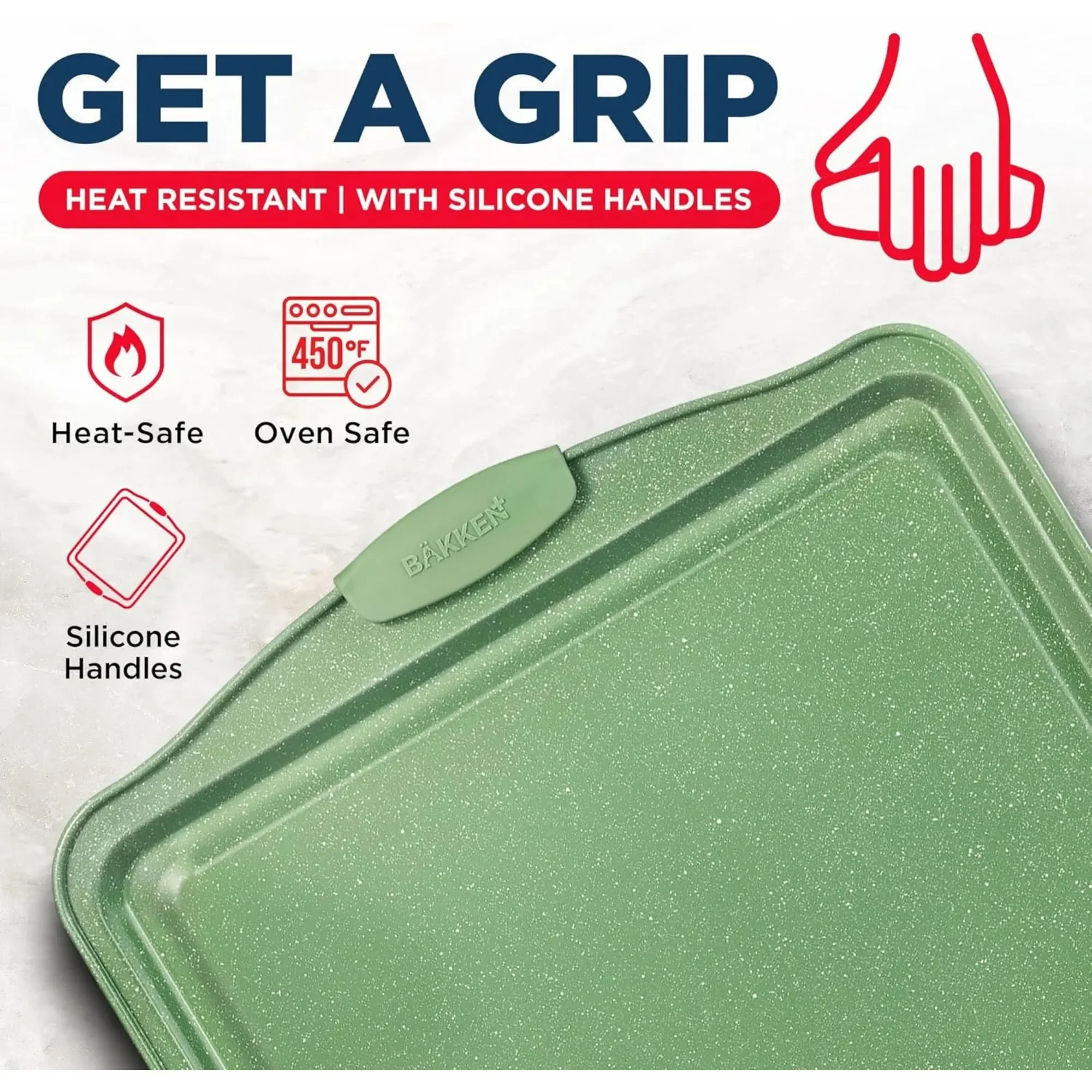 مجموعة أدوات خبز غير لاصقة مكونة من 8 قطع، من الفولاذ الكربوني مع مقابض من السيليكون، آمنة للفرن للخبز والتحميص