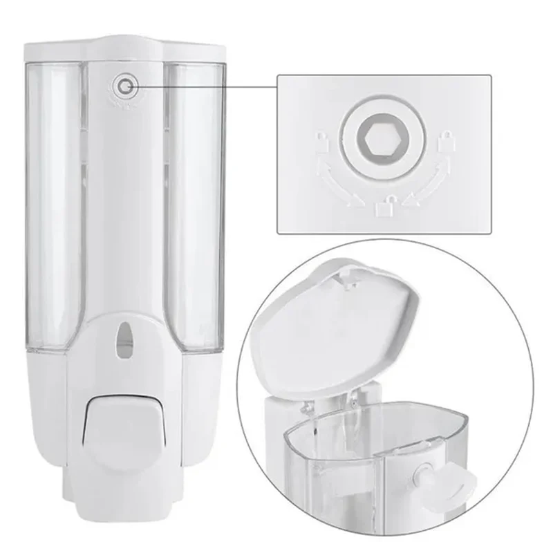 1/2 Pcs 350ml Wall Mounted Shampoo Dispenser Soap Sanitizer Bathroom Shower Gel Detergent Lotion Pump Action For Hotel And Home