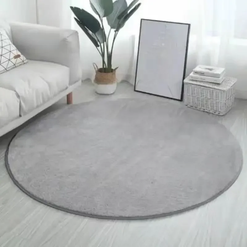 Solid Color Round Thickened Carpet Living Room Bedroom Decorate Bedside Coffee Table Rug Computer Chair  Hanging Basket Mat