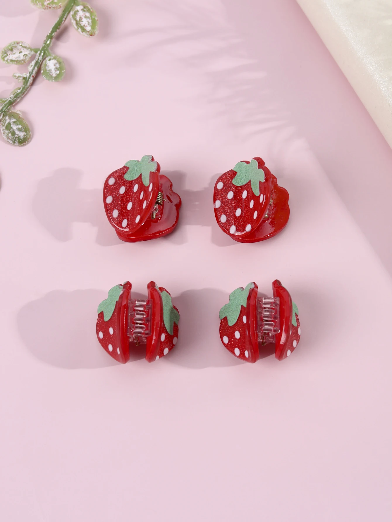 4 Pieces/set Strawberry Shape Hairpin Children Girls Cute Hair Clips Kids Hair Accessories Headwear Hair Pins and Clips