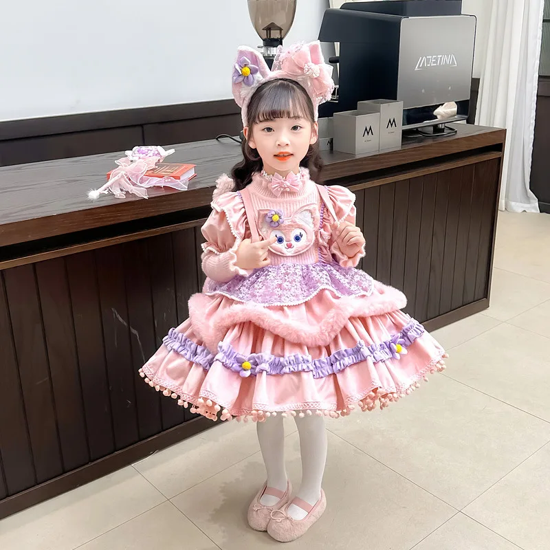 Disney Cosplay Linabell Lolita Princess Dress Spring Autumn Children's Costume Dress Puffy Skirt Suit Cute Girls Style Gifts