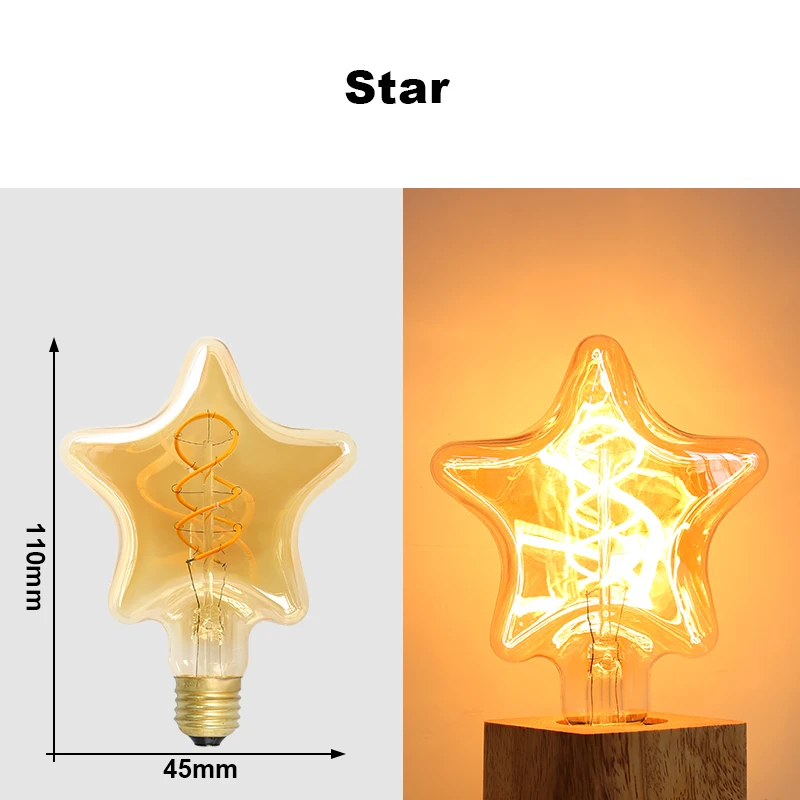E27 LED Gloeilamp 220 V 4 W A60 ST64 T45 T185 G80 G95 G125 Retro Vintage ampullen LED Edison Lamp Spiraal Lamp Voor Thuis