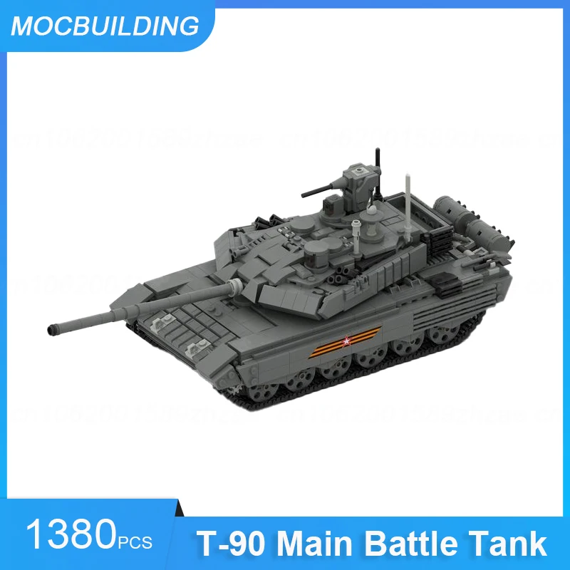 

T-90 основной боевой танк Масштаб 1:35, модель MOC, строительные блоки, креативные сборные кирпичи «сделай сам», военное оружие, рождественские игрушки, подарки, 1380 шт.