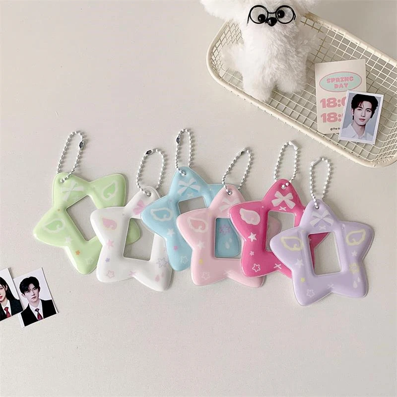 1pcs Sweet Angel Wings Card Holder Idol Photo Display Pendant Portable Photo Storage Card Holder Keychain Pendant