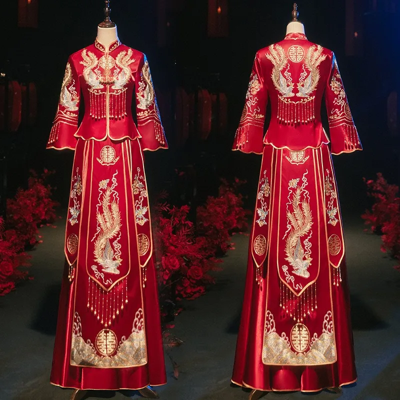 

Новое стильное платье Cheongsam в китайском стиле с драконом и фениксом, тонкое платье