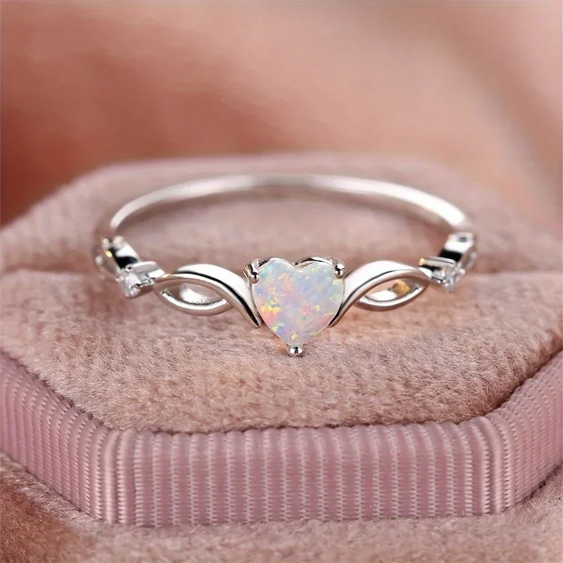 New Fashion Love Zircon Ring with Simple and Colorful Style Elegant Retro Women\'s Wedding Festival Party Accessories and Gifts