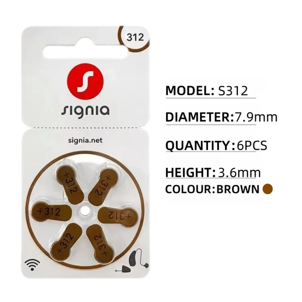 

1.45V Signia High Performance Hearing Aid Batteries 312 312A A312 PR41 Zinc Air Battery for BTE CIC RIC Hearing Aids