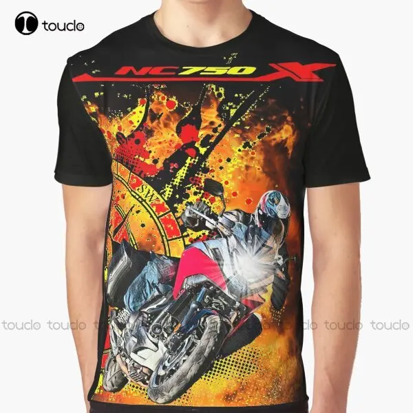 

Motorcycles, Big Trail, Moto, Motorbike Nc 750X Fire Graphic T-Shirt Custom Aldult Teen Unisex Digital Printing Tee Shirts