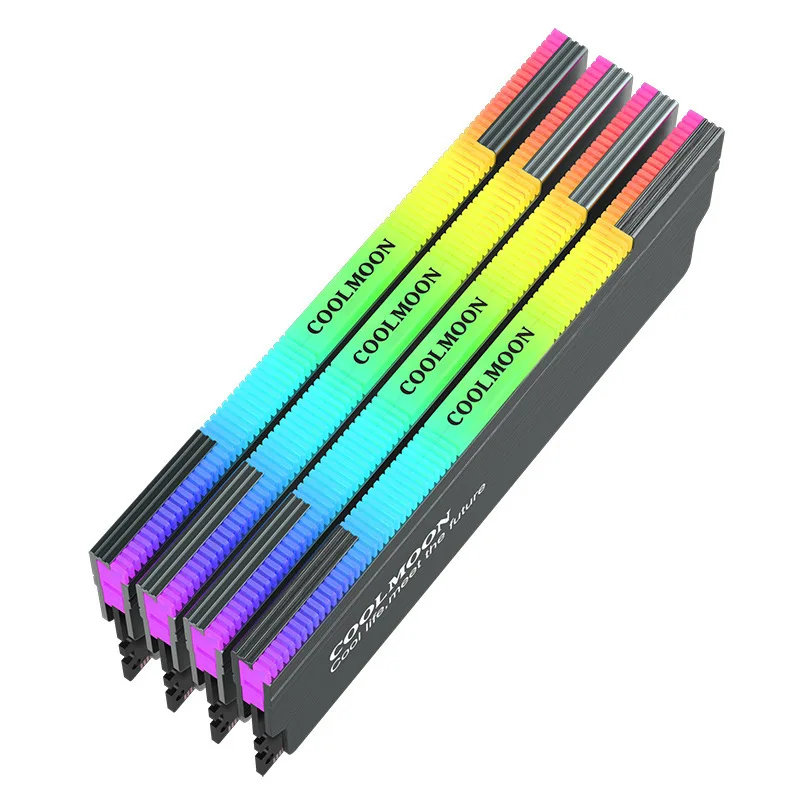 COOLMOON ARGB RAM Heatsink RGB Memory Cooler for Desktop PC 5V Addressable LED Sync White Alloy Memory Heat Spreader RA-1