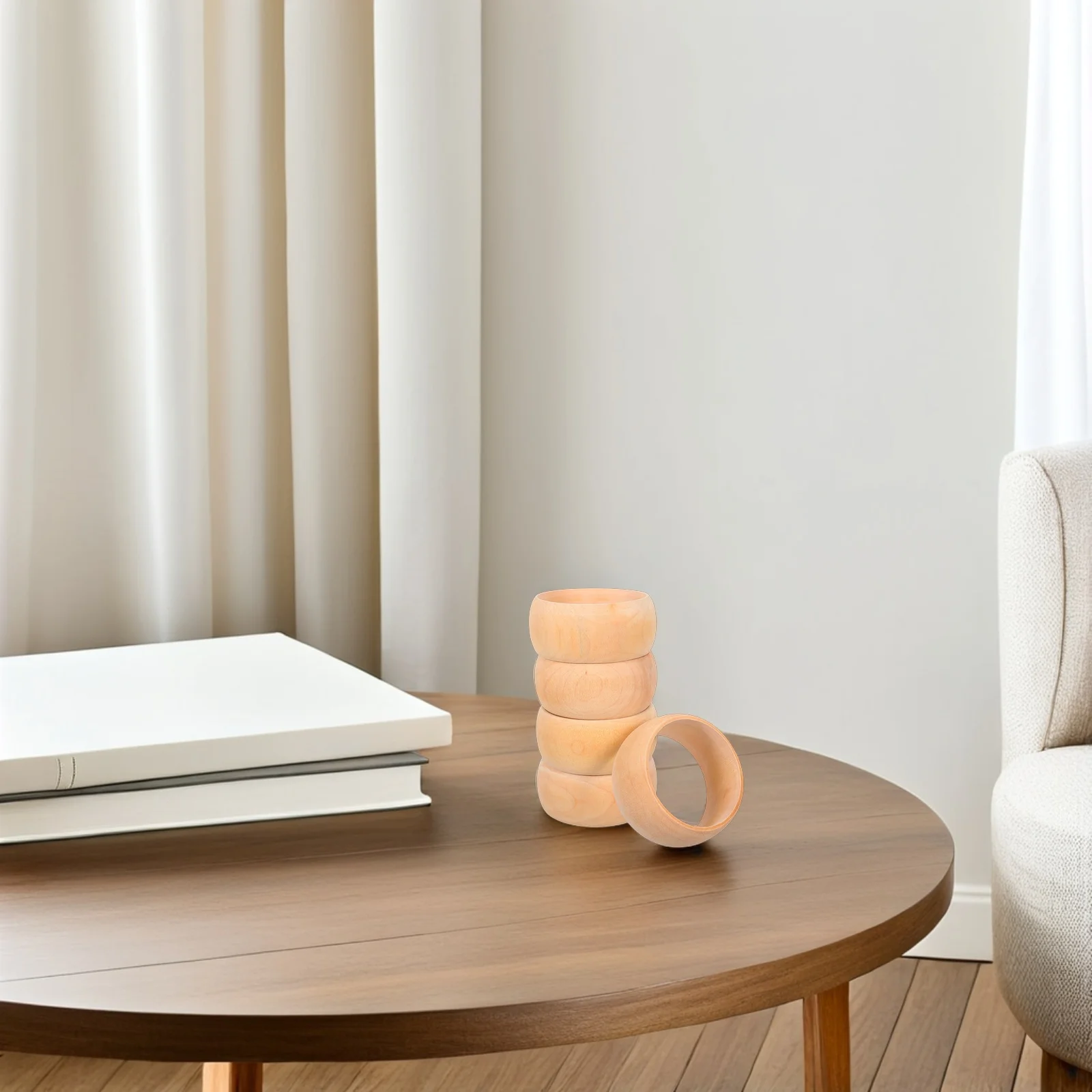 

5Pcs Unfinished Natural Wooden Rings DIY Craft Accessories Jewelry Making Wood Bracelet Blanks Painting Weaving