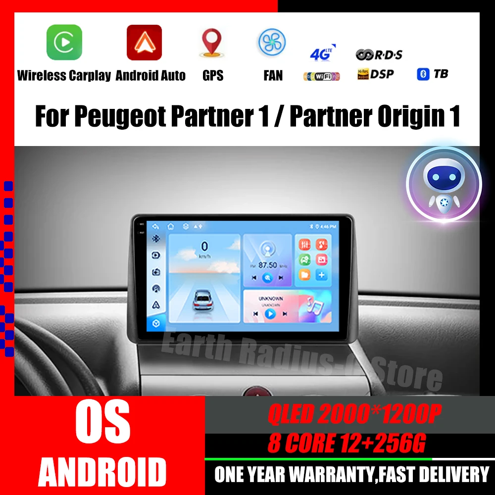 

Android 14 Car Radio For Peugeot Partner 1 2002-2008 Partner Origin 1 2008-2011 Multimedia Player Navigation GPS Carplay Stereo