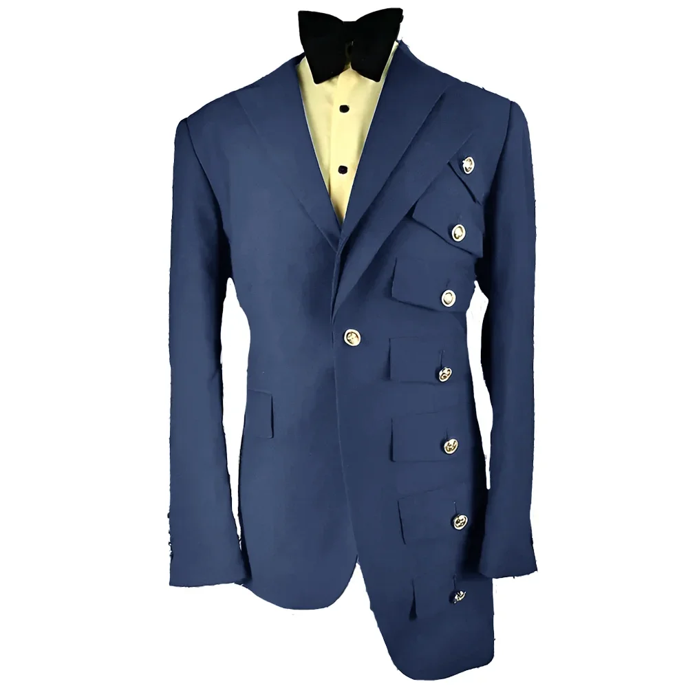 Graceful Asymmetric button slim-fit men's suit High Quality Performance outfit Wedding Party Dress Casual suit Celebrity Gowns