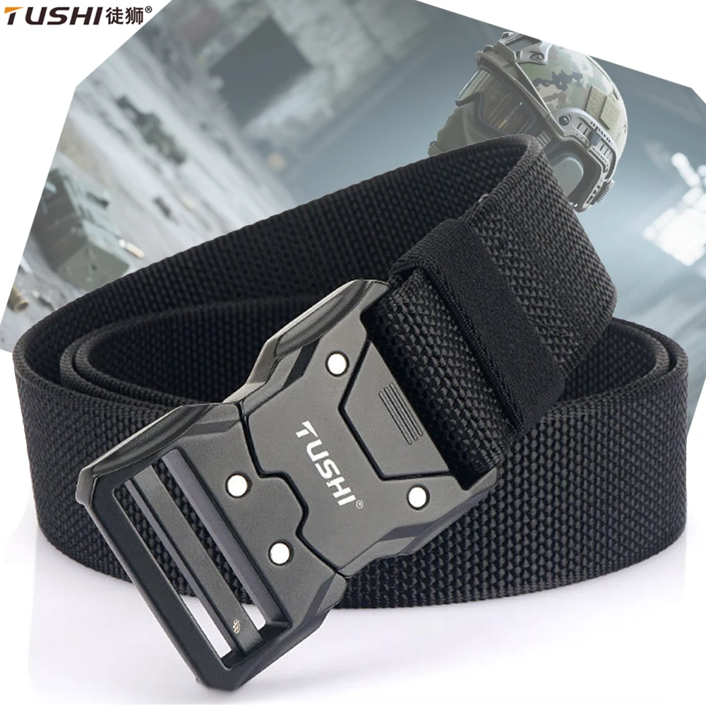 

TUSHI New Men's Brand Military Tactical Belt Specially Designed For The Military's Metal Buckle Adjustable Belt