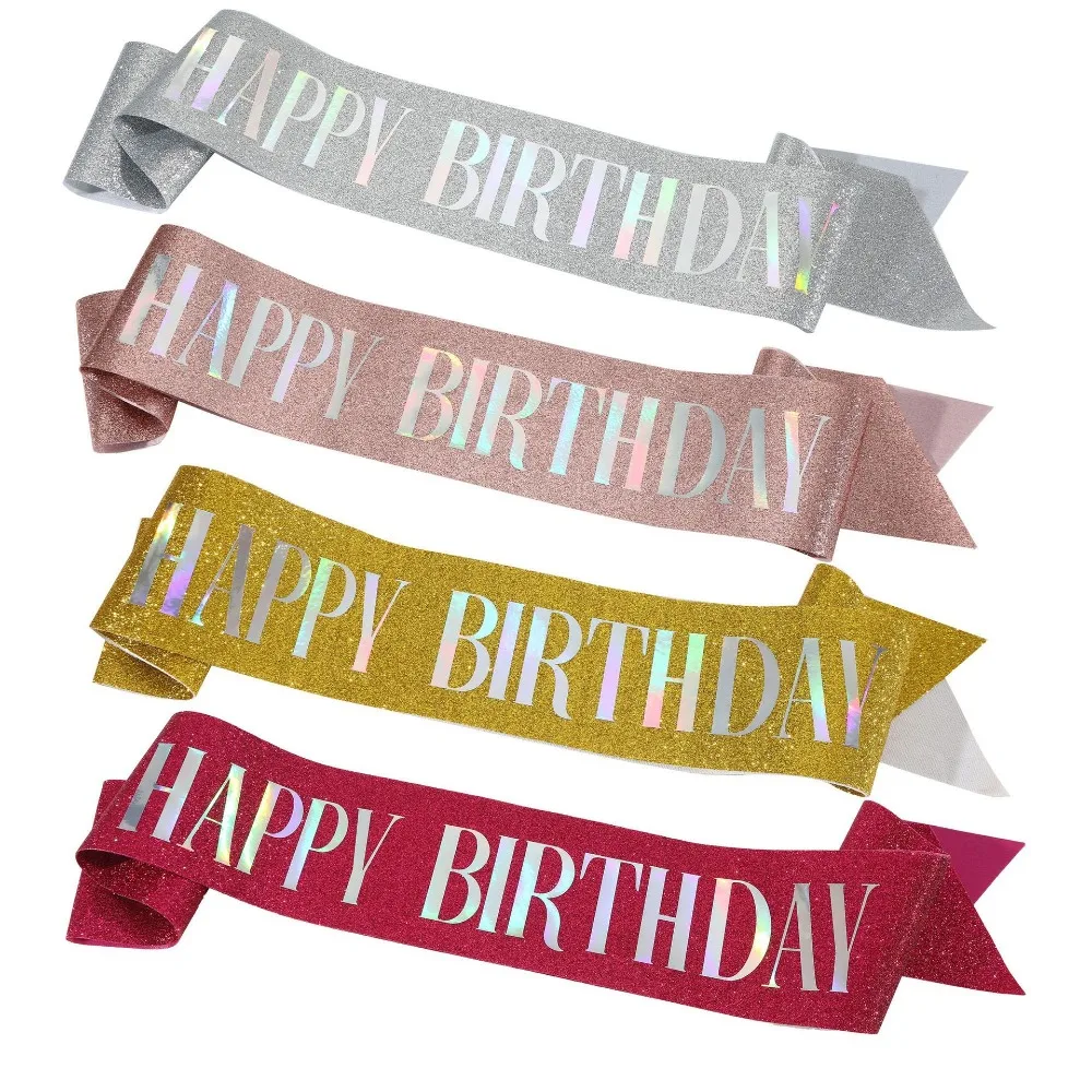 Glitzernde Happy Birthday-Schärpe, Geschenke für Mädchen und Frauen, 16., 18., 20., 21., 30., 40., 50. Alles Gute zum Geburtstag, Party-Dekorationszubehör – Detail 2