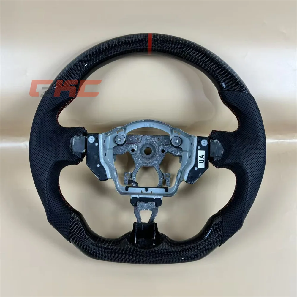 

Customized black leather red suture center stripe carbon fiber steering wheel for 2017 N-issan 370Z car accessories