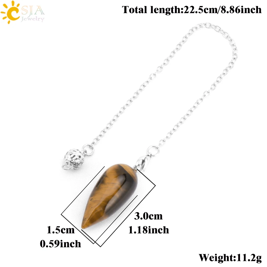 Spiritual Pendulum Natural Gem Stone Pendant Water Drop Crystal Healing Pendulums for Divination Dowsing Pendulos Witch T041