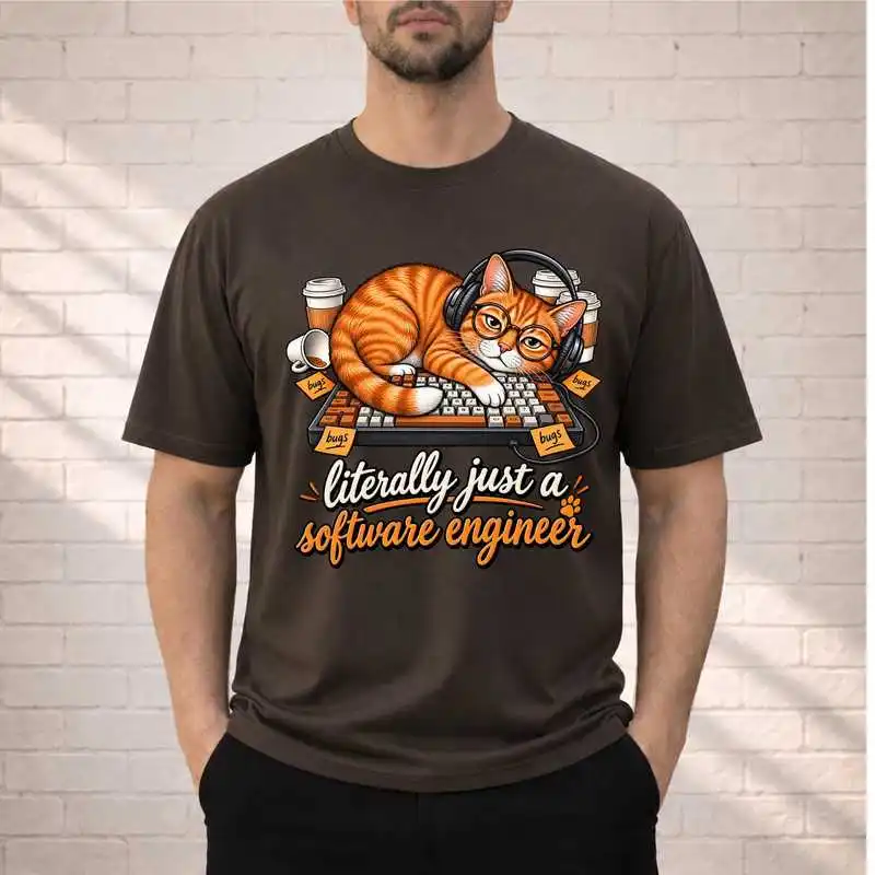Funny Cat Programmer Shirt, Software Engineer Gift, Coding Tee, Computer Science Developer Apparel, Keyboard Cat Design Clothes