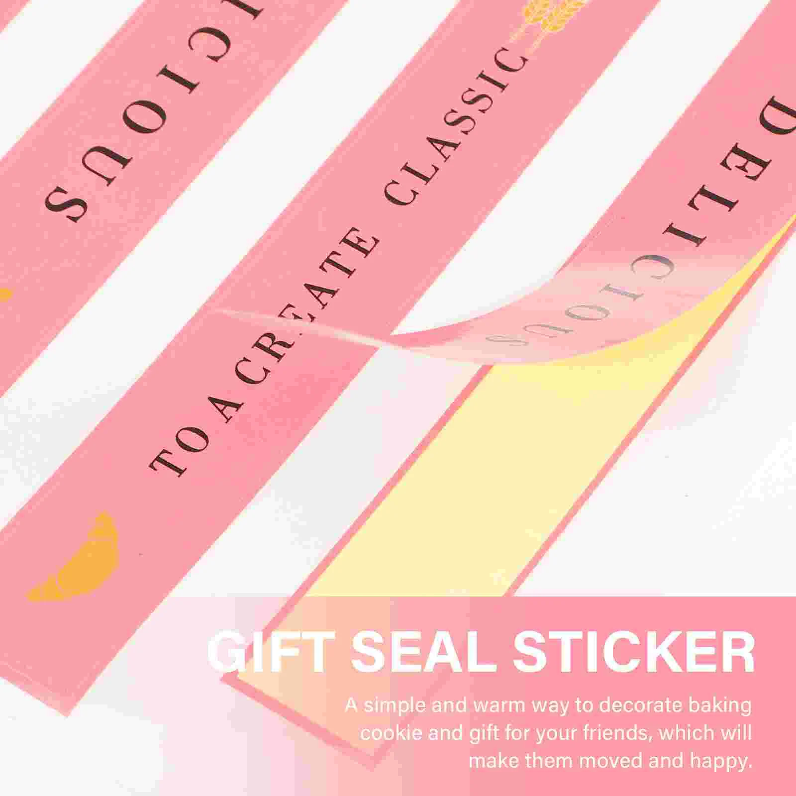 50 Pcs Applique Stickers Pink Cake Baking Sealing Labels Copper Plate Self-adhesive