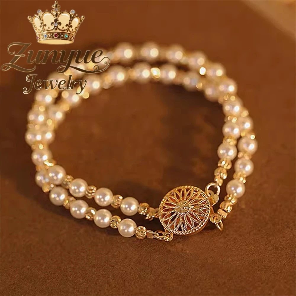 

Double-Layer Stacked Pearl Bracelet With A Light Luxury And High-End Feel, A New Chinese-Style Beaded Bracelet Charms Exquisite