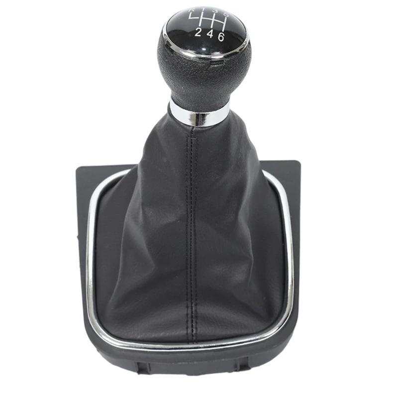 High Durability Leather Gear Lever Cover And Knob With Leather Gaitor Boot for 6 Speed Golf MK5 MK6 Car Accessory