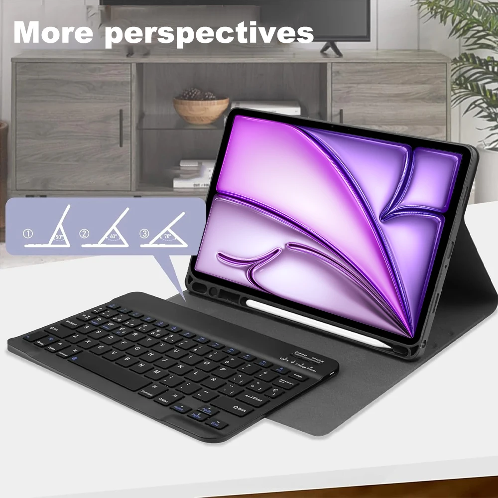 ipad-air-11インチ-m2-2024-m3-2025用ケース、ipad-air-第4世代-2020-第5世代-2022-109インチ用bluetoothキーボードカバー