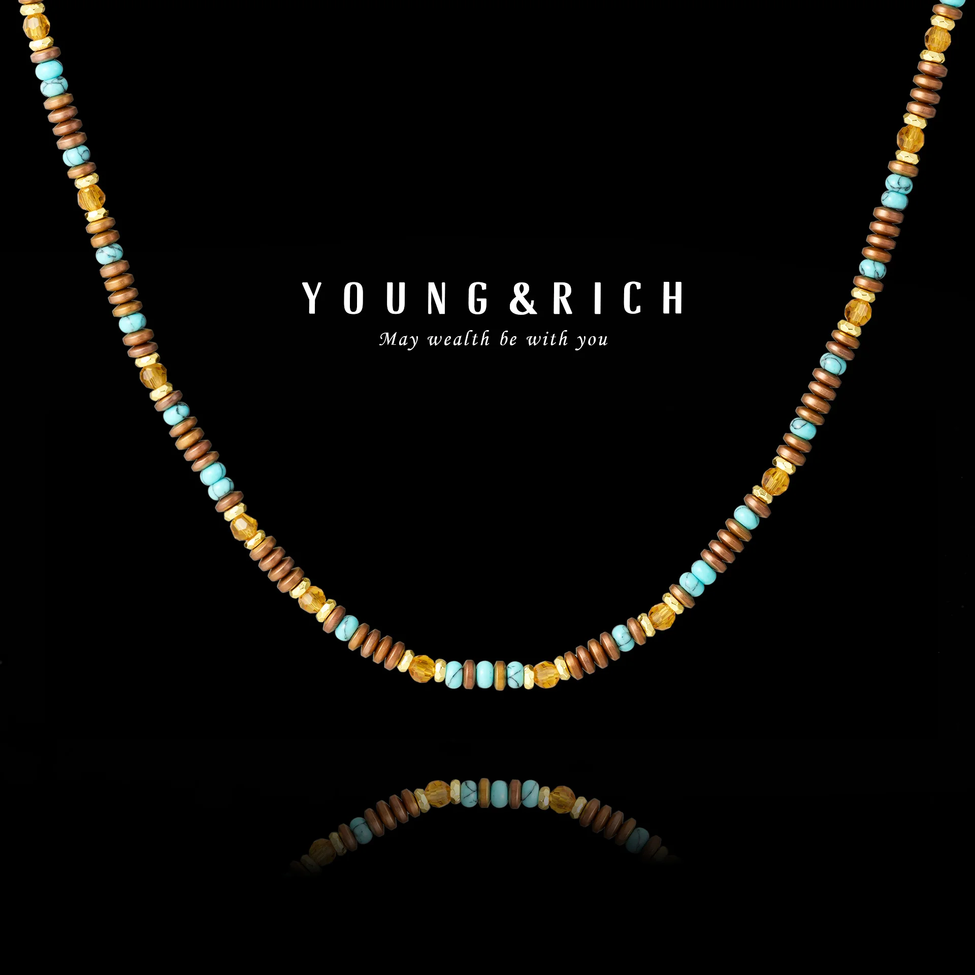4mm Unisex Matte Brown Spacer Beads Necklace Gold Plated Vintage American Retro Citrine Turquoise-Colored Original Design