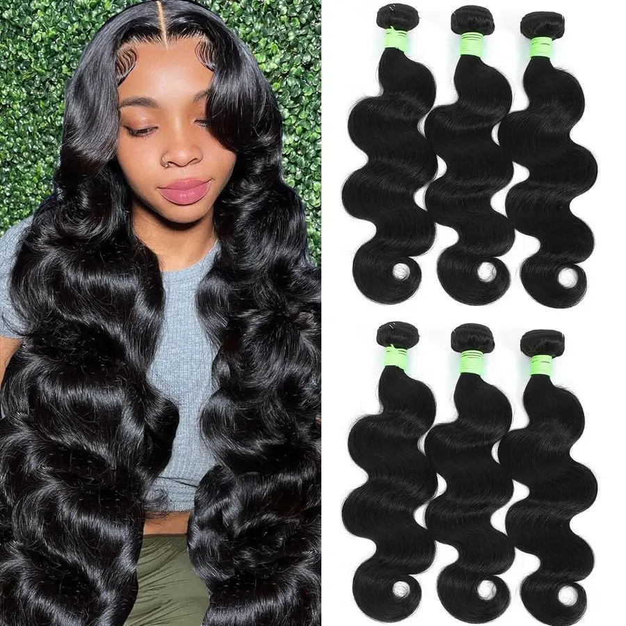 Rambut Bundel Body Wave Rambut Asli Manusia 16 18 20 Inch Grade 12A 100% Rambut Virgin Brasil Tanpa Proses Body Wave Paket 3 Bundel