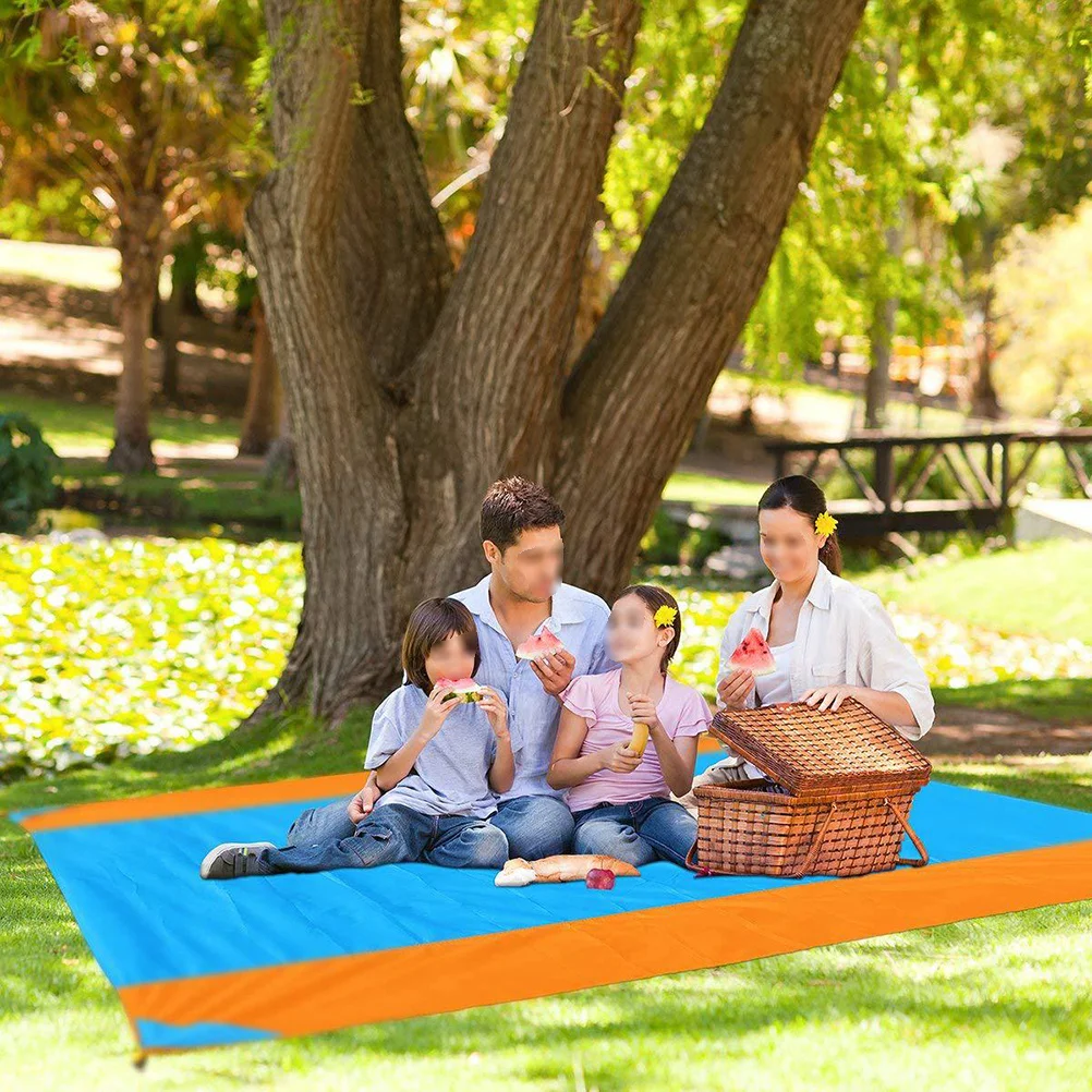 

Beach Picnic Mat 200X200Cm Blue Gray Foldable Waterproof Outdoor Mat For Camping Portable Ground Cushion With Nails