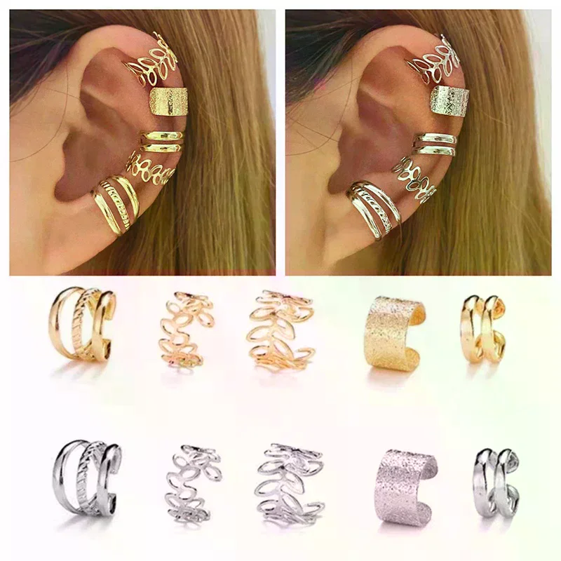 5Pcs/Set Of Simple Personality Ear Cuff Alloy Jewelry Classic Ear Accessories For Women Daily Party Wear