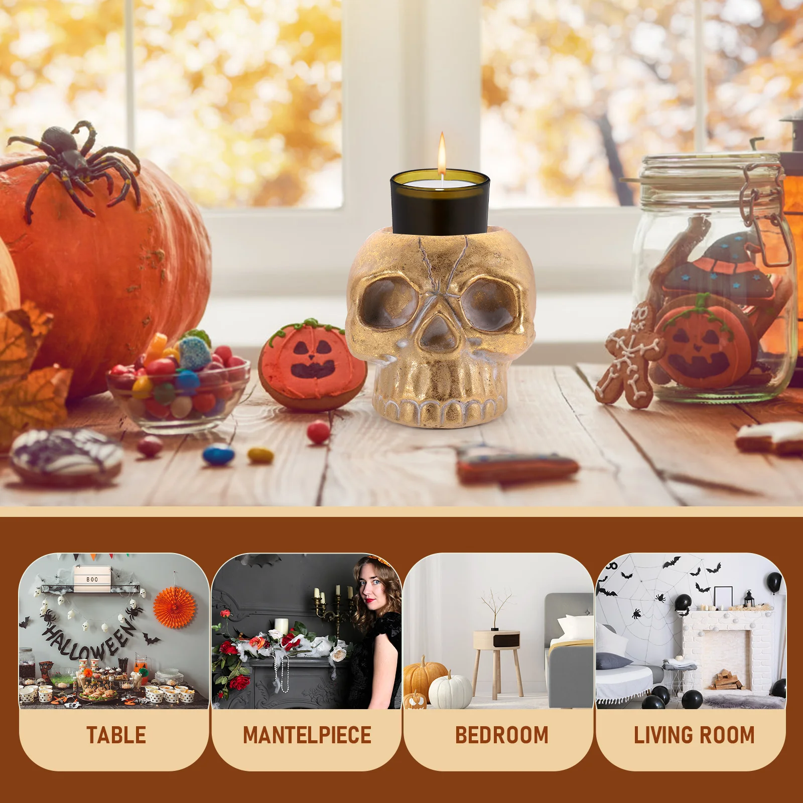 

Skull Resin Craft Home Decor Resin Craft C Holders Halloween Party Spooky Atmosphere C lesticks Taper Decorative