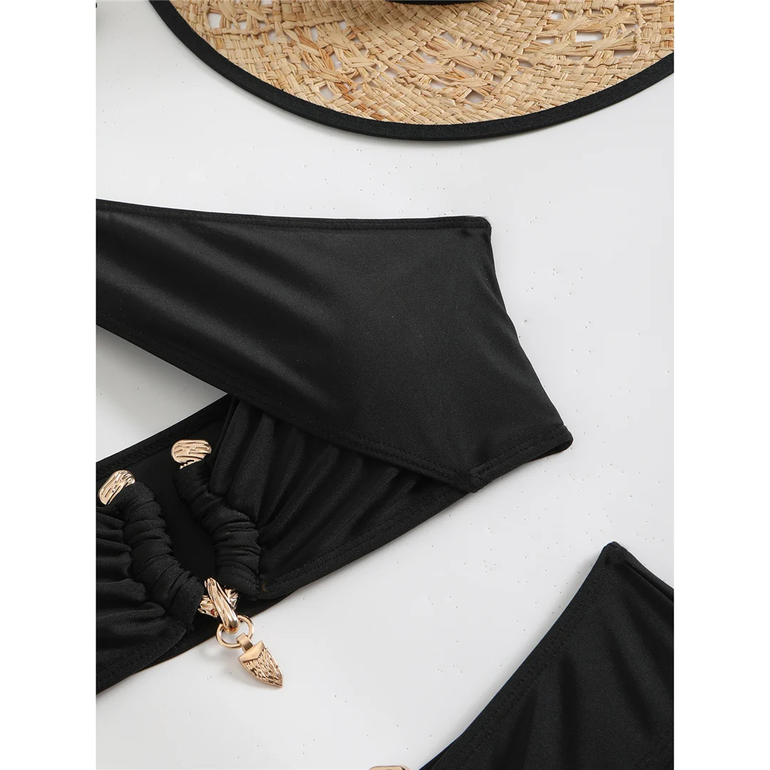 Neuer Neckholder-Bikini mit Cut-Outs und hoher Taille, Damen-Badeanzug, zweiteiliges Bikini-Set, gepolsterter Badeanzug, Badebekleidung, Schwimmbekleidung V6256B – Detail 29