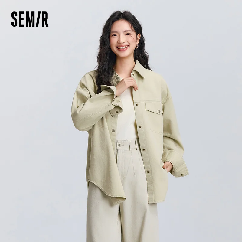 Semir Long Sleeve Shirt Women Mid-Length Oversize 2025 New Spring Lapel Shirt Retro Design for Fashion Outfits