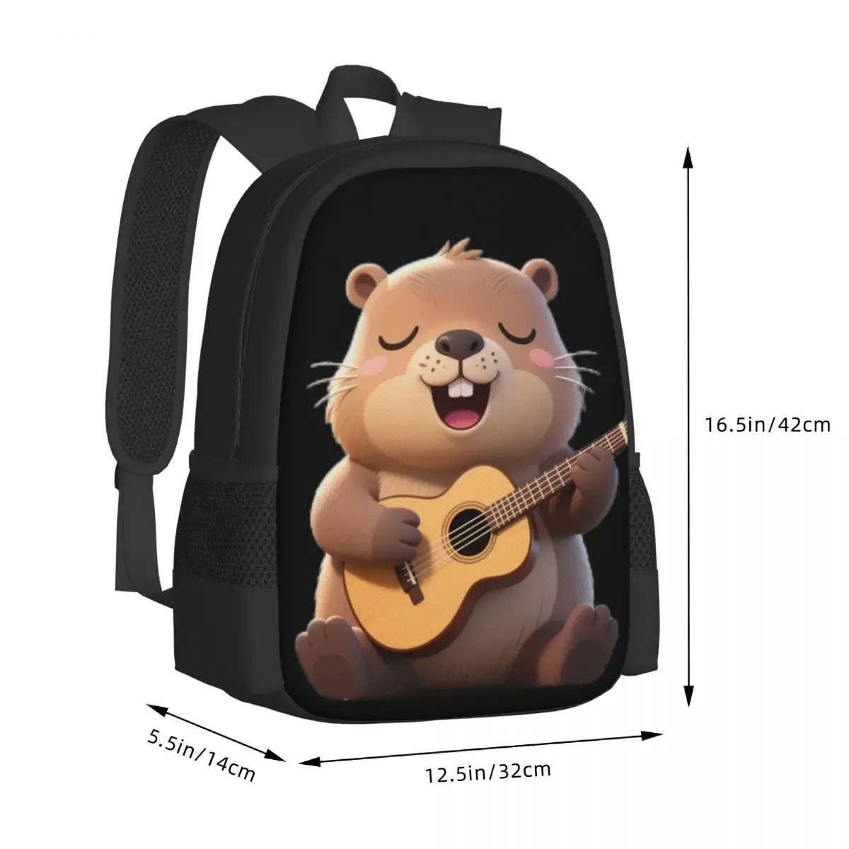Kapibala playing guitar boy girl backpack student  cartoon children's backpack laptop  shoulder bag