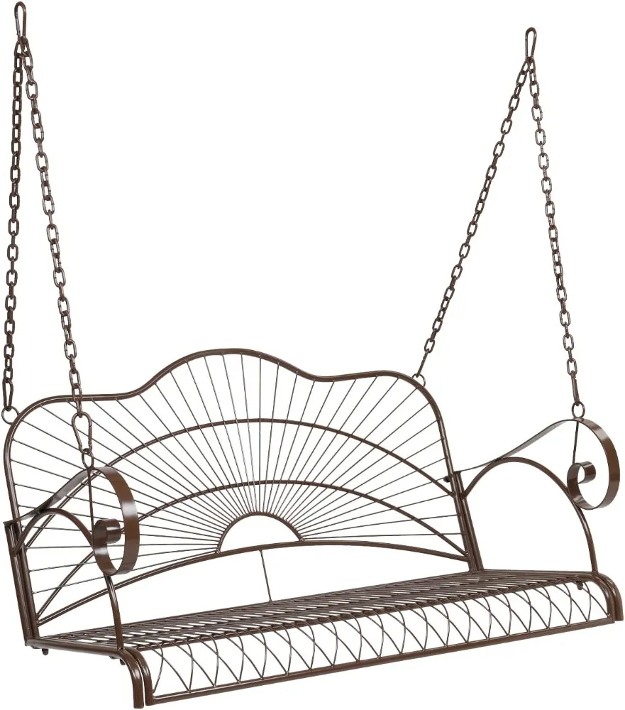 أرجوحة شرفة معدنية مطورة، كرسي أرجوحة شرفة فولاذي بسعة 660 رطل للأماكن الخارجية، مقعد كرسي أرجوحة عالي التحمل