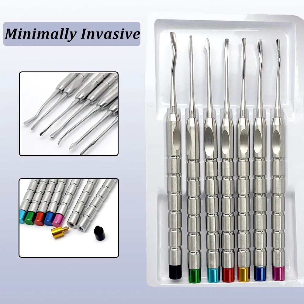 7Pcs Dental PDL Elevator Luxating Root Tooth Elevator Titanium Minimally Invasive Knife Extraction Dentist Tool